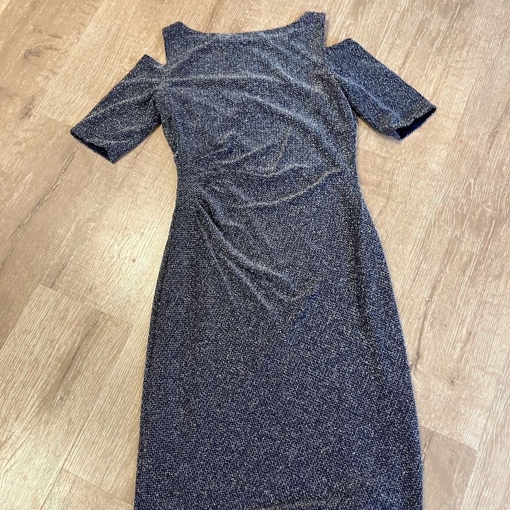 Lauren Ralph Lauren Metallic Cold Shoulder bodycon dress Sz 6